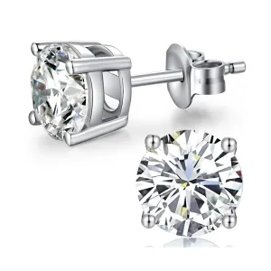 0.75 Ct Created White Diamond Stud Earrings in 14k White Gold Brilliant Round Cut Diamond Jewelry For Women And Men 4 Prong Push Back Diamond Earrings By Paris Jewelry