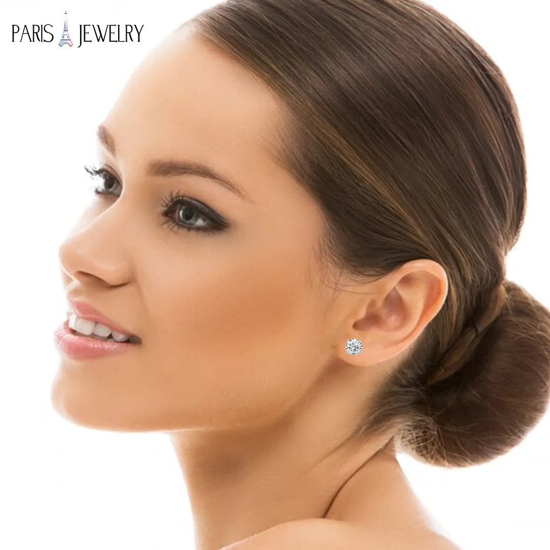 0.75 Ct Created White Diamond Stud Earrings in 14k White Gold Brilliant Round Cut Diamond Jewelry For Women And Men 4 Prong Push Back Diamond Earrings By Paris Jewelry