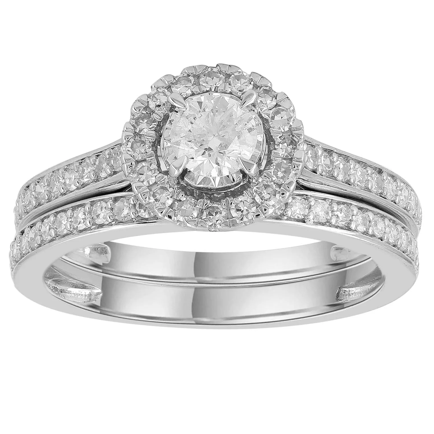 0.75ct Round Brilliant Diamond Engagement Ring Set In 9Ct White Gold
