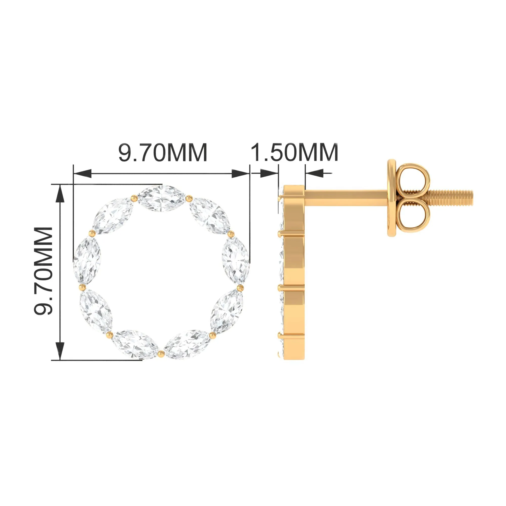 1/2 CT Marquise Zircon Eternity Stud Earrings in Gold