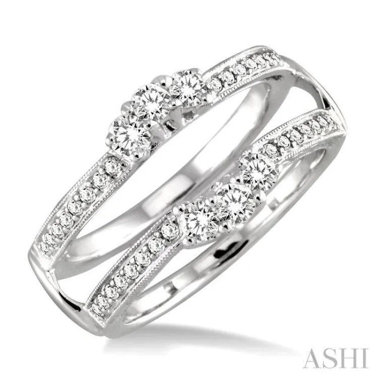 1/2 ctw Round Cut Diamond Insert Ring in 14K White Gold.