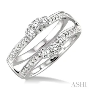 1/2 ctw Round Cut Diamond Insert Ring in 14K White Gold.