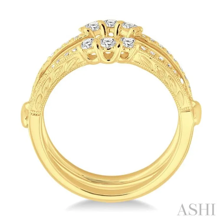 1/2 ctw Round Cut Diamond Insert Ring in 14K Yellow Gold.