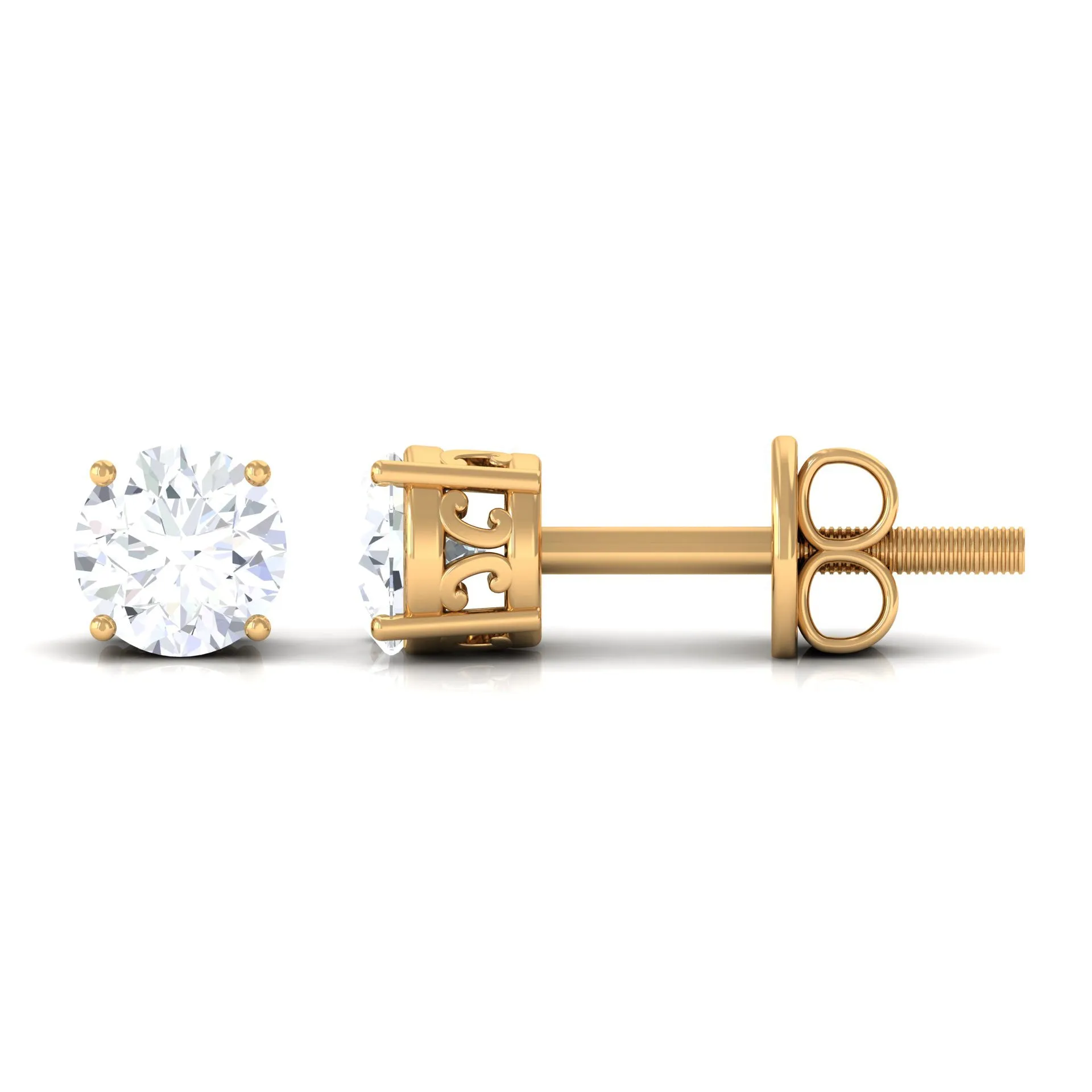 1/4 CT Diamond Solitaire Stud Earrings in 4 Prong Setting