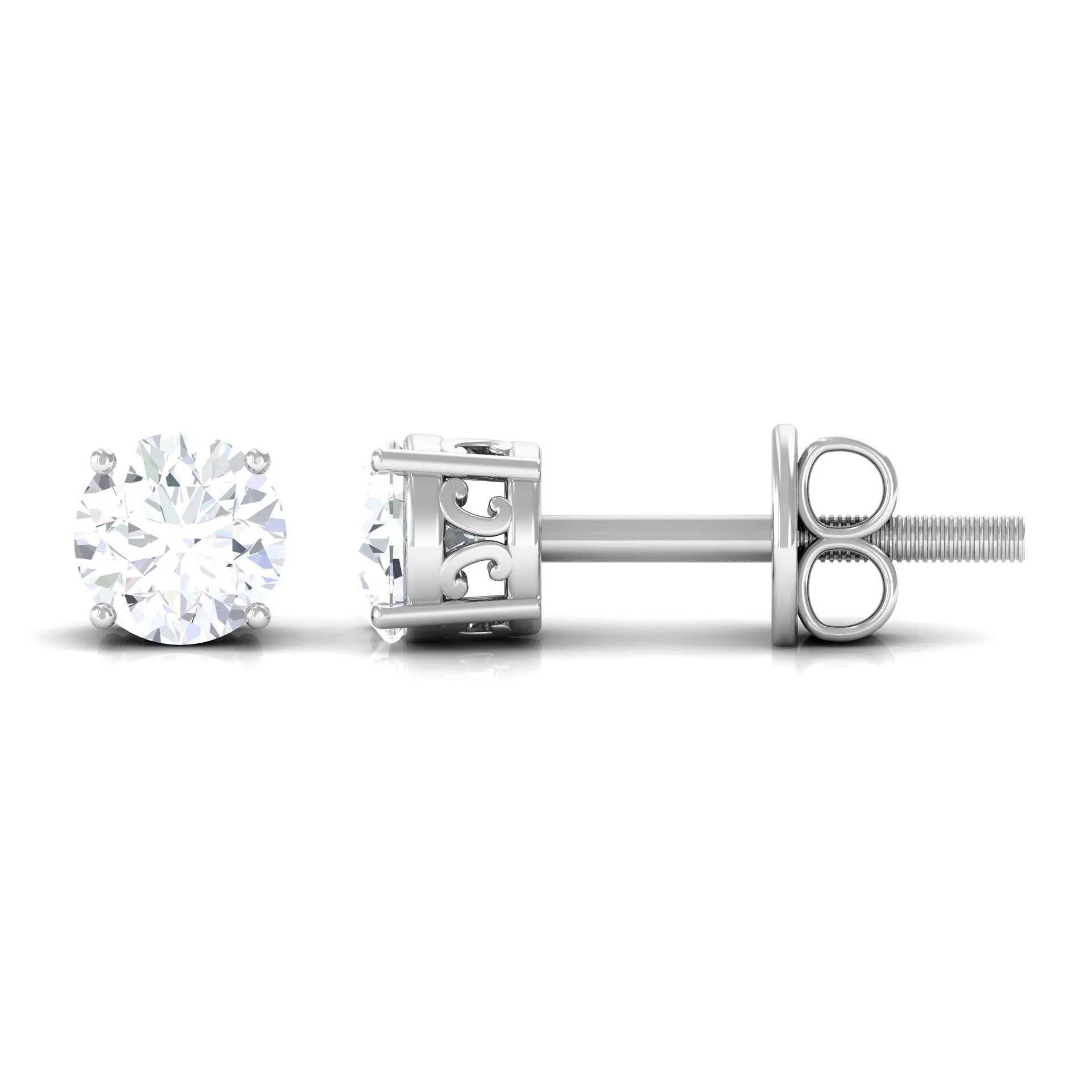 1/4 CT Diamond Solitaire Stud Earrings in 4 Prong Setting