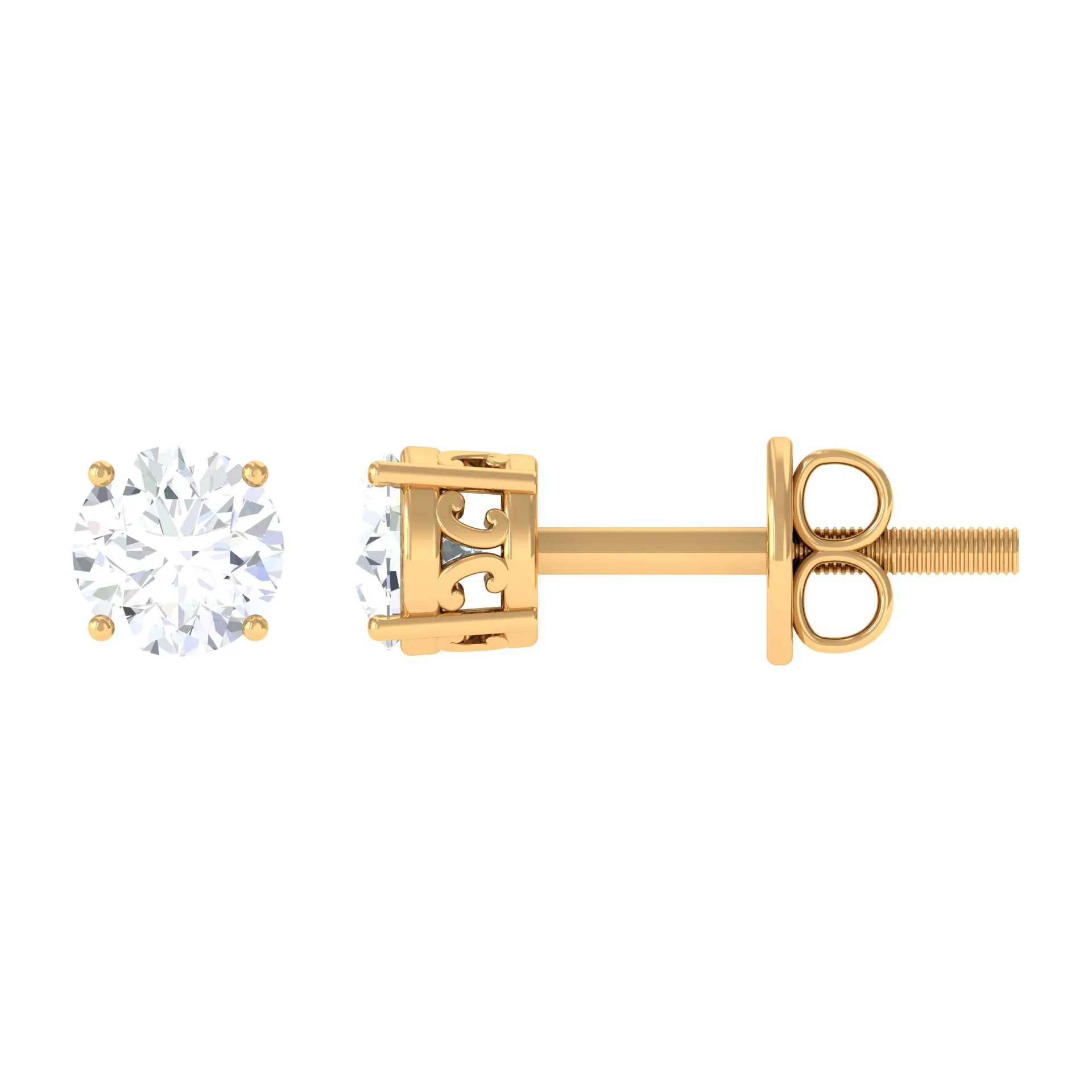 1/4 CT Diamond Solitaire Stud Earrings in 4 Prong Setting