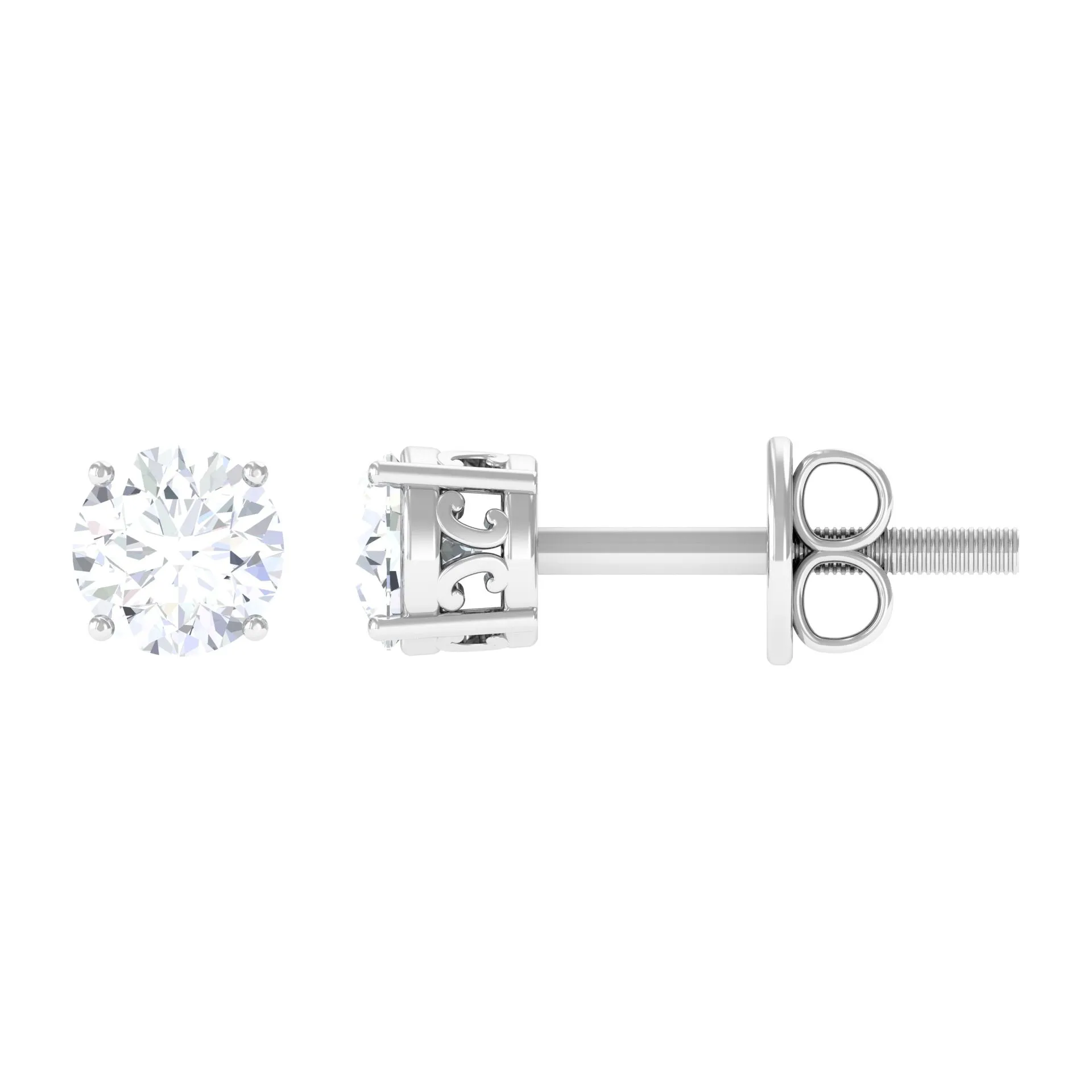 1/4 CT Diamond Solitaire Stud Earrings in 4 Prong Setting