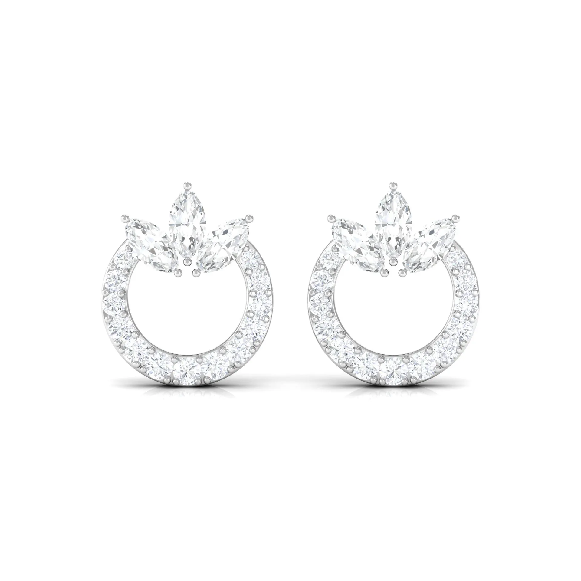 1/4 CT Marquise and Round Shape Zircon Eternity Stud Earrings