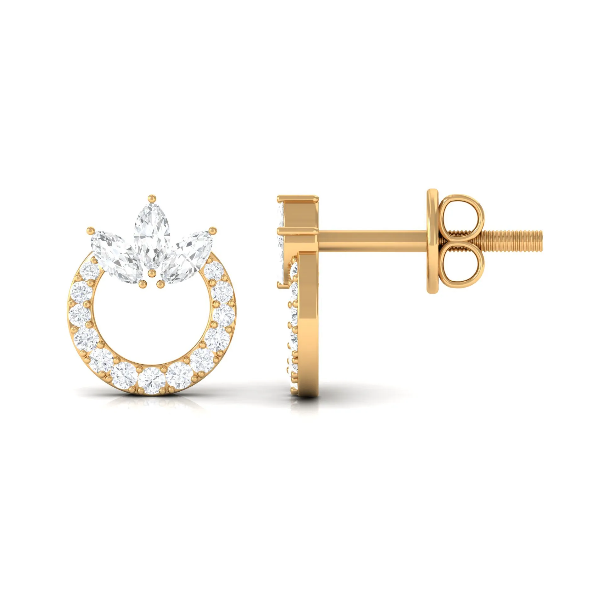 1/4 CT Marquise and Round Shape Zircon Eternity Stud Earrings