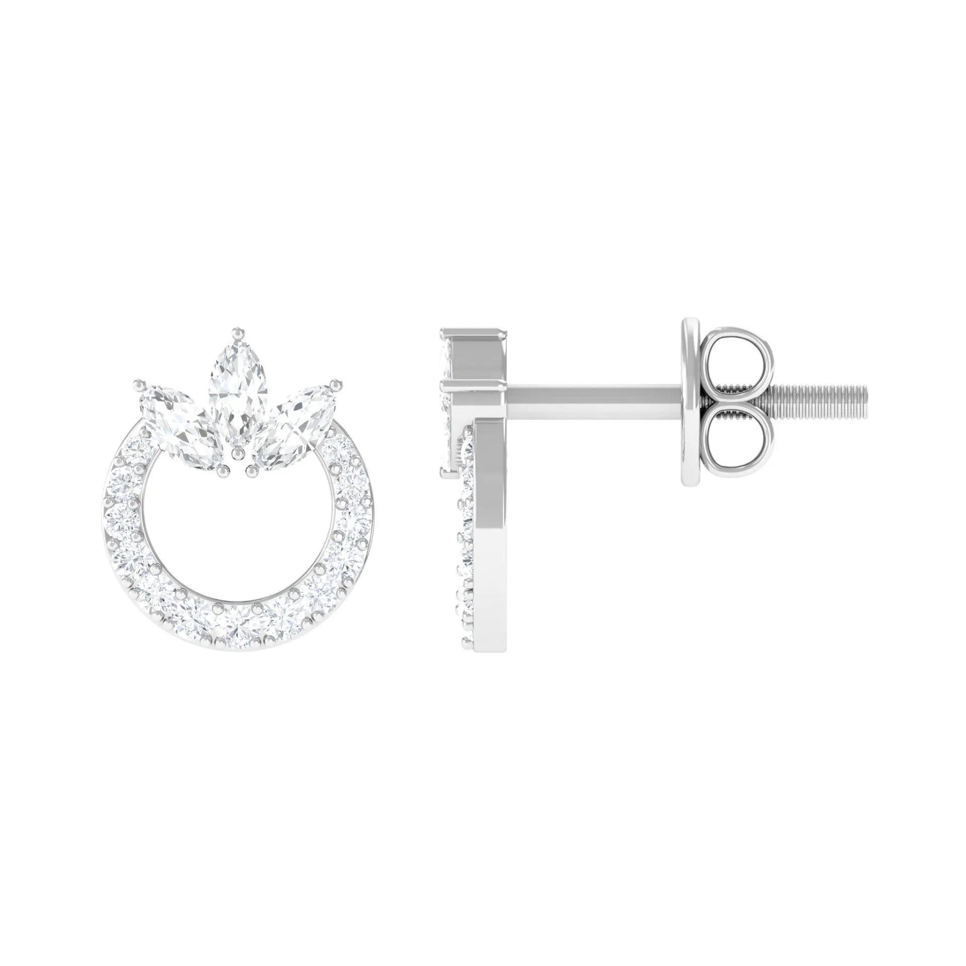 1/4 CT Marquise and Round Shape Zircon Eternity Stud Earrings