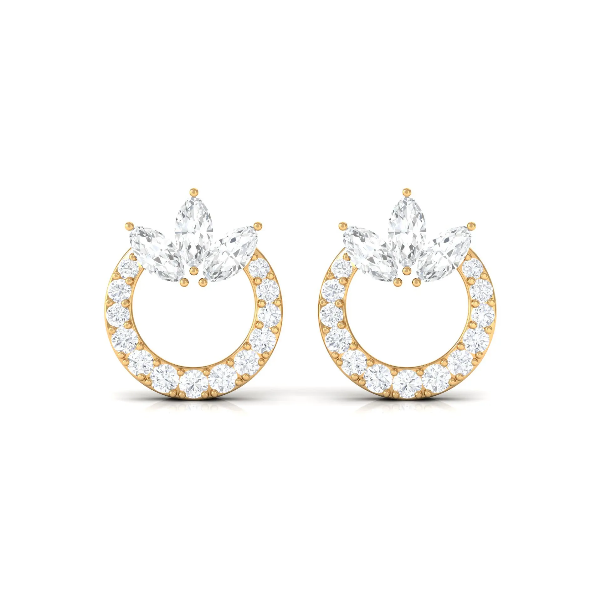 1/4 CT Marquise and Round Shape Zircon Eternity Stud Earrings