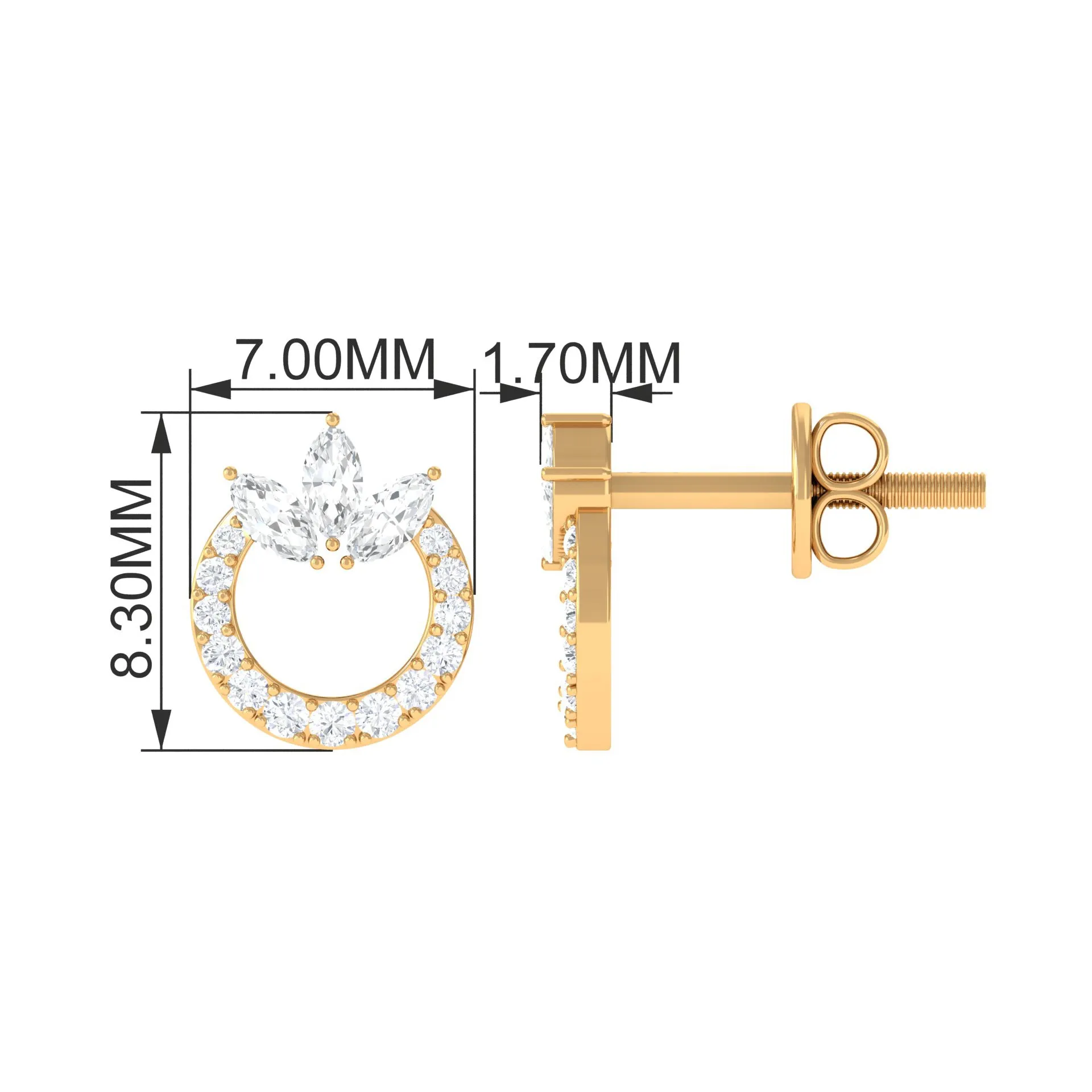 1/4 CT Marquise and Round Shape Zircon Eternity Stud Earrings