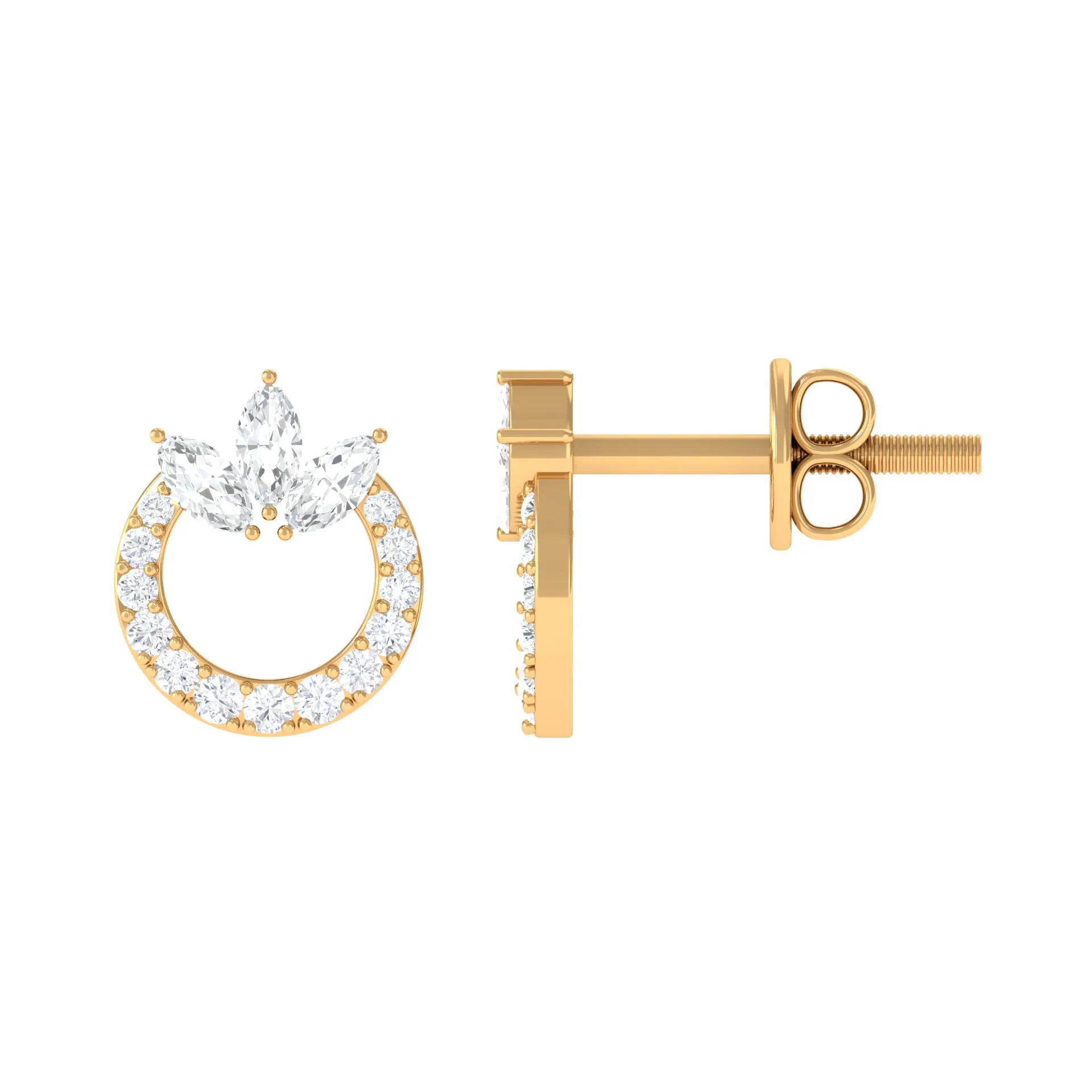 1/4 CT Marquise and Round Shape Zircon Eternity Stud Earrings