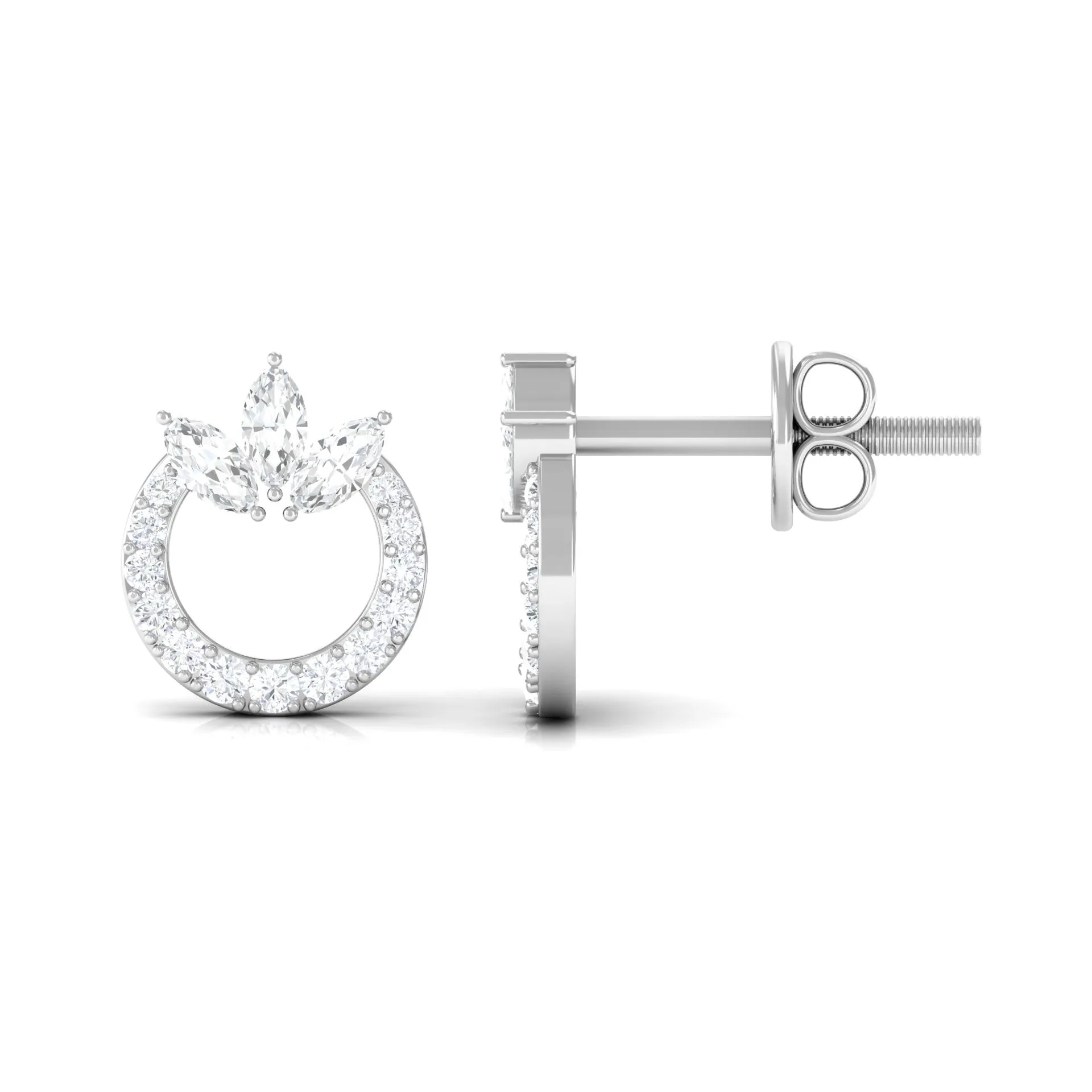 1/4 CT Marquise and Round Shape Zircon Eternity Stud Earrings