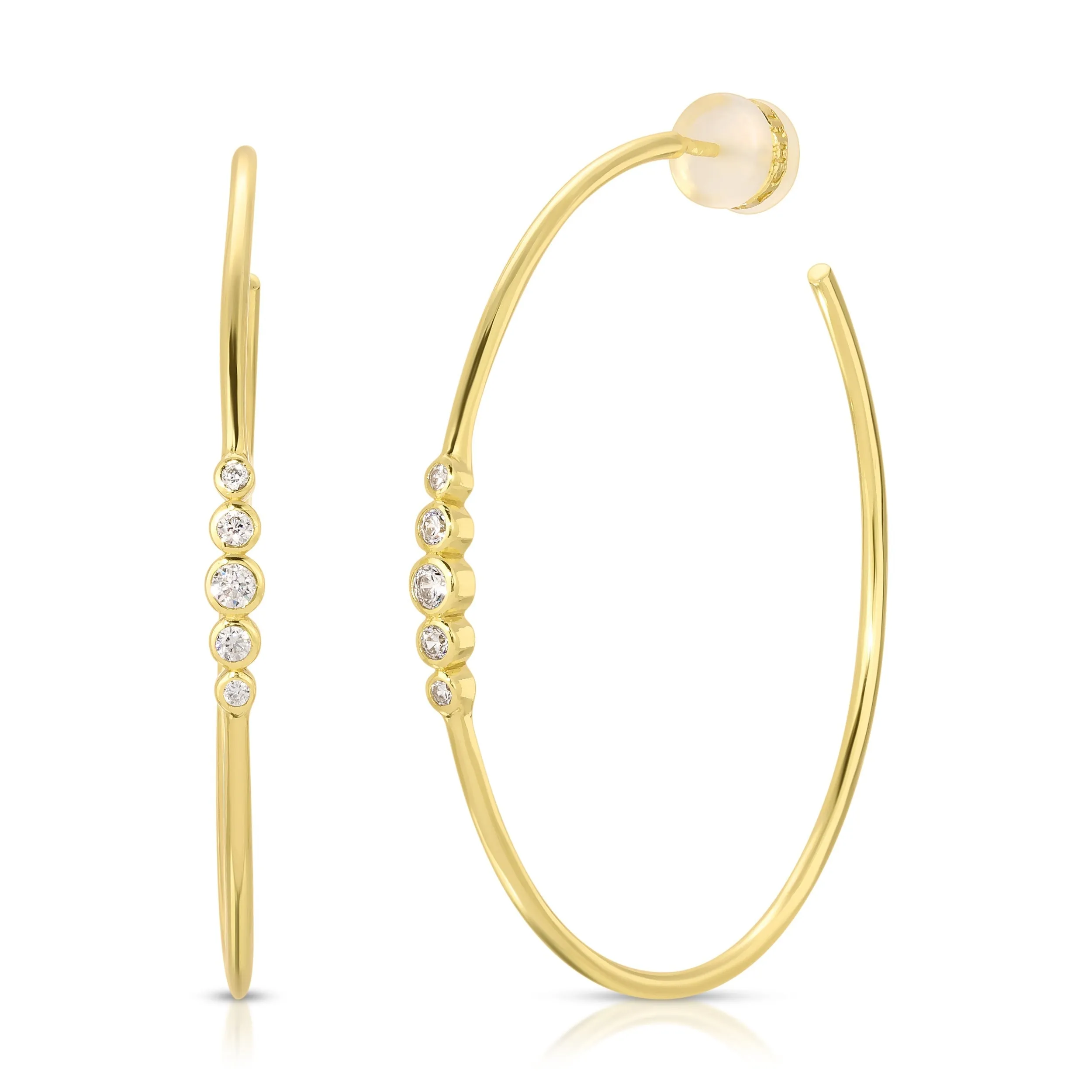 14K Gold Hailey 5 Bezel Stone Earrings