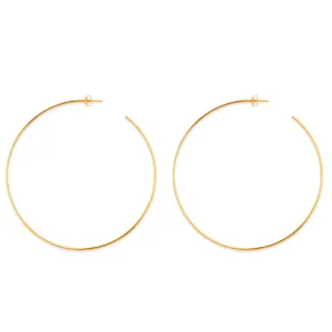 14k Gold Round Large Hoop Earrings, Diameter 75 mm