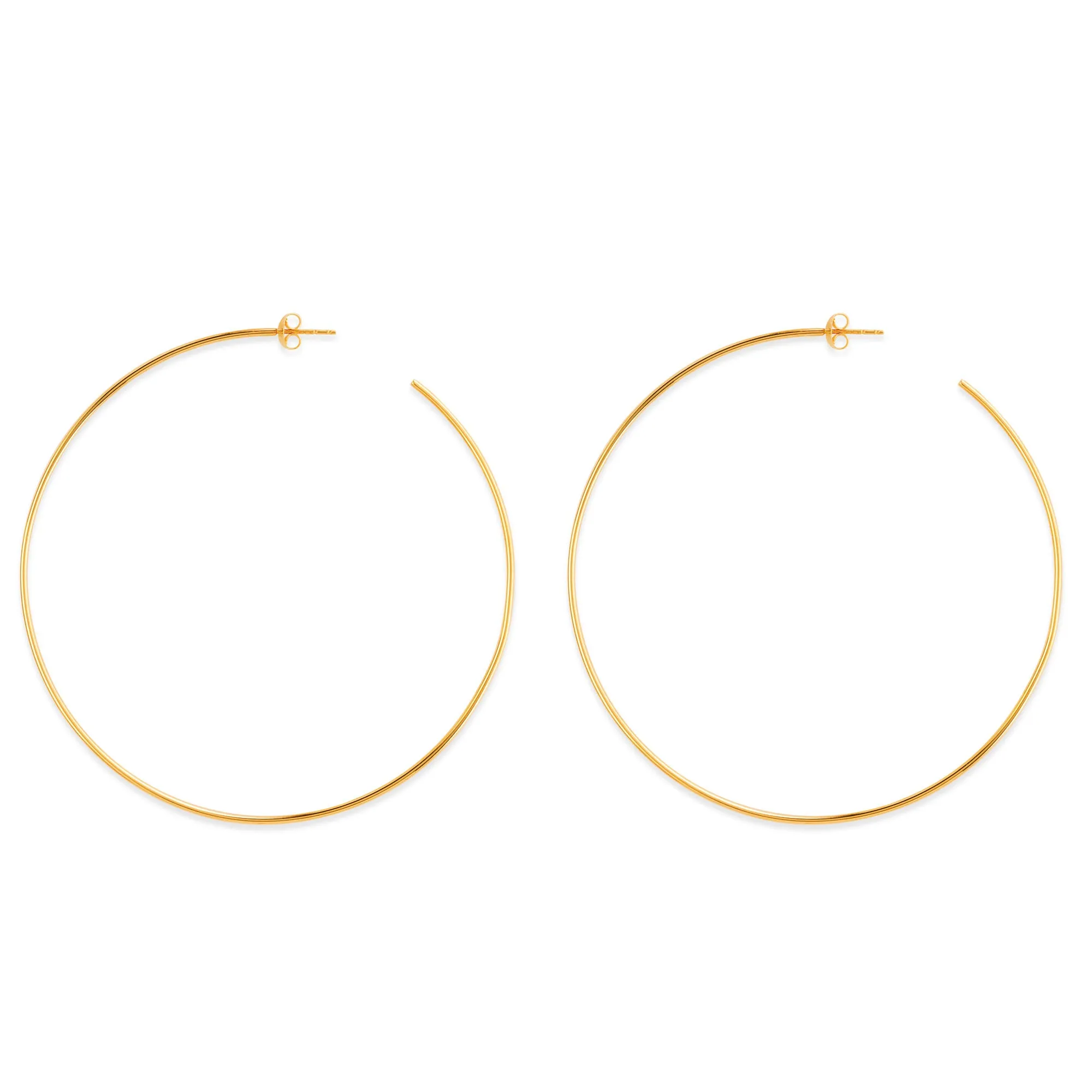 14k Gold Round Large Hoop Earrings, Diameter 75 mm