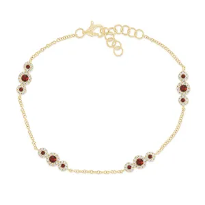 14k Ruby & Diamond Chain Station Bracelet