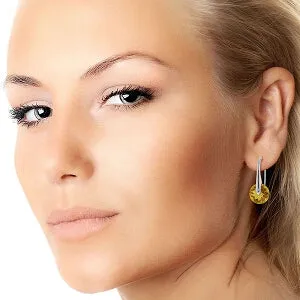 14K Solid White Gold Fish Hook Earrings w/ Citrines