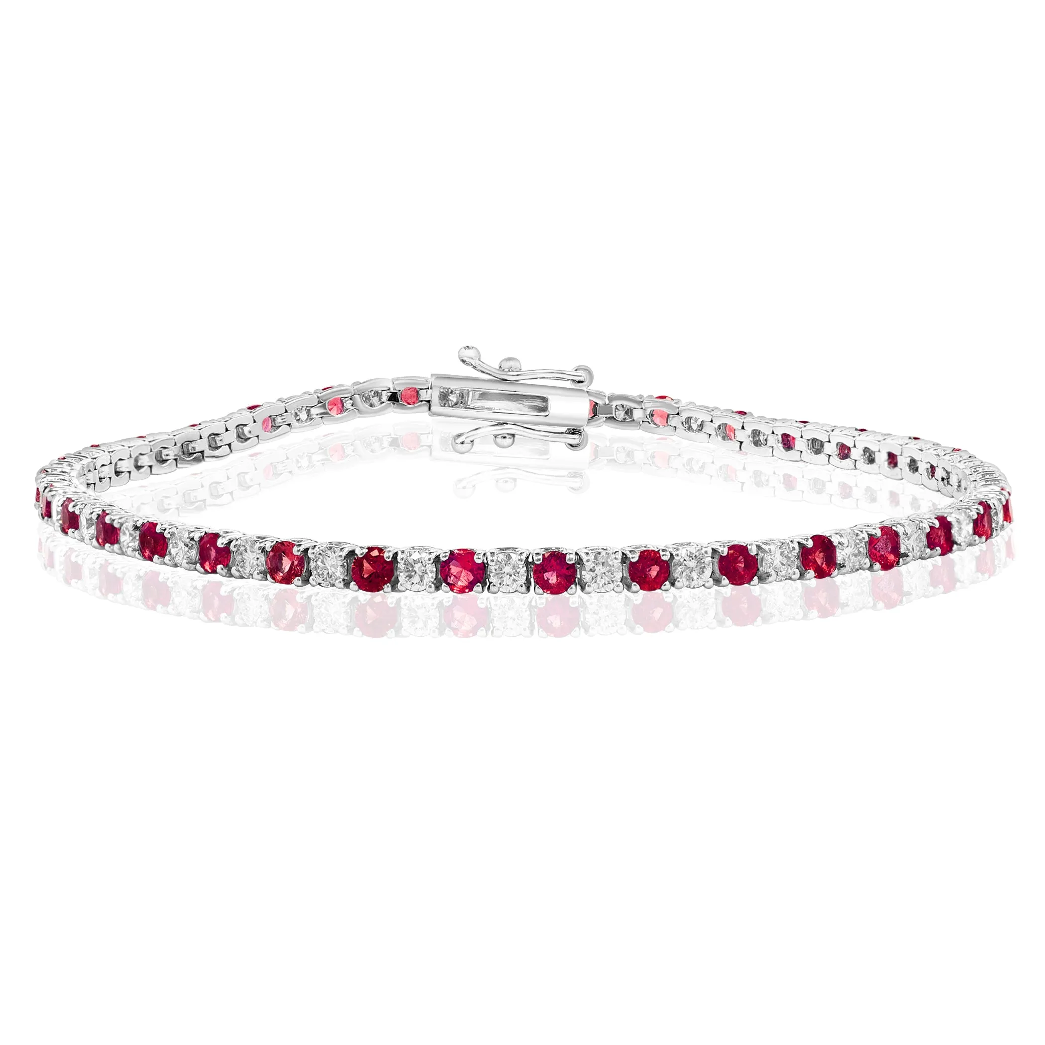 14K WHITE GOLD RUBY DIAMOND BRACELET