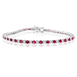 14K WHITE GOLD RUBY DIAMOND BRACELET
