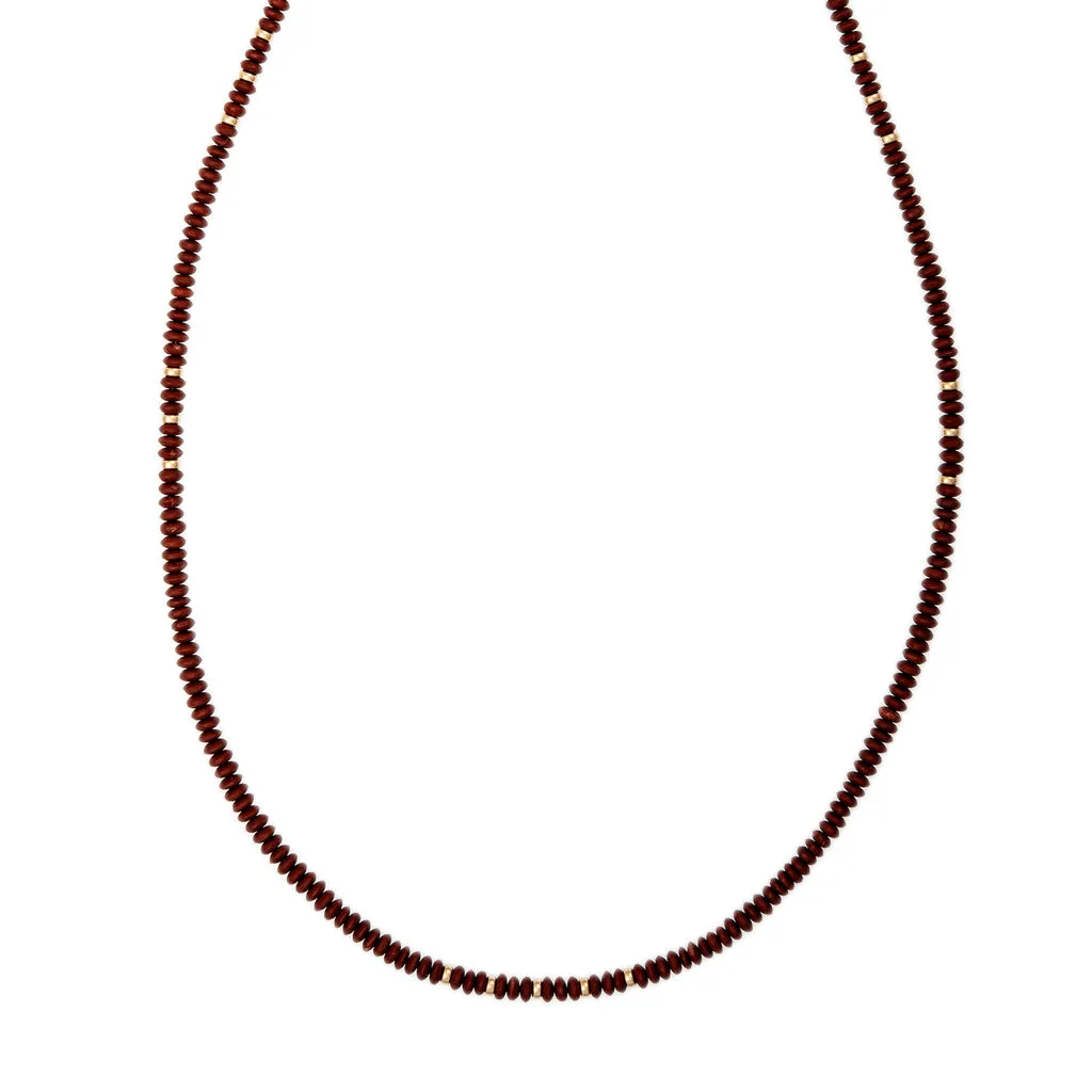 17 GOLD BEADS   RED JASPER BEADED NECKLACE