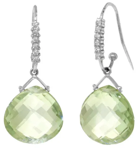 17.18 Carat 14K Solid Yellow Gold Prime Time Green Amethyst Diamond Earrings