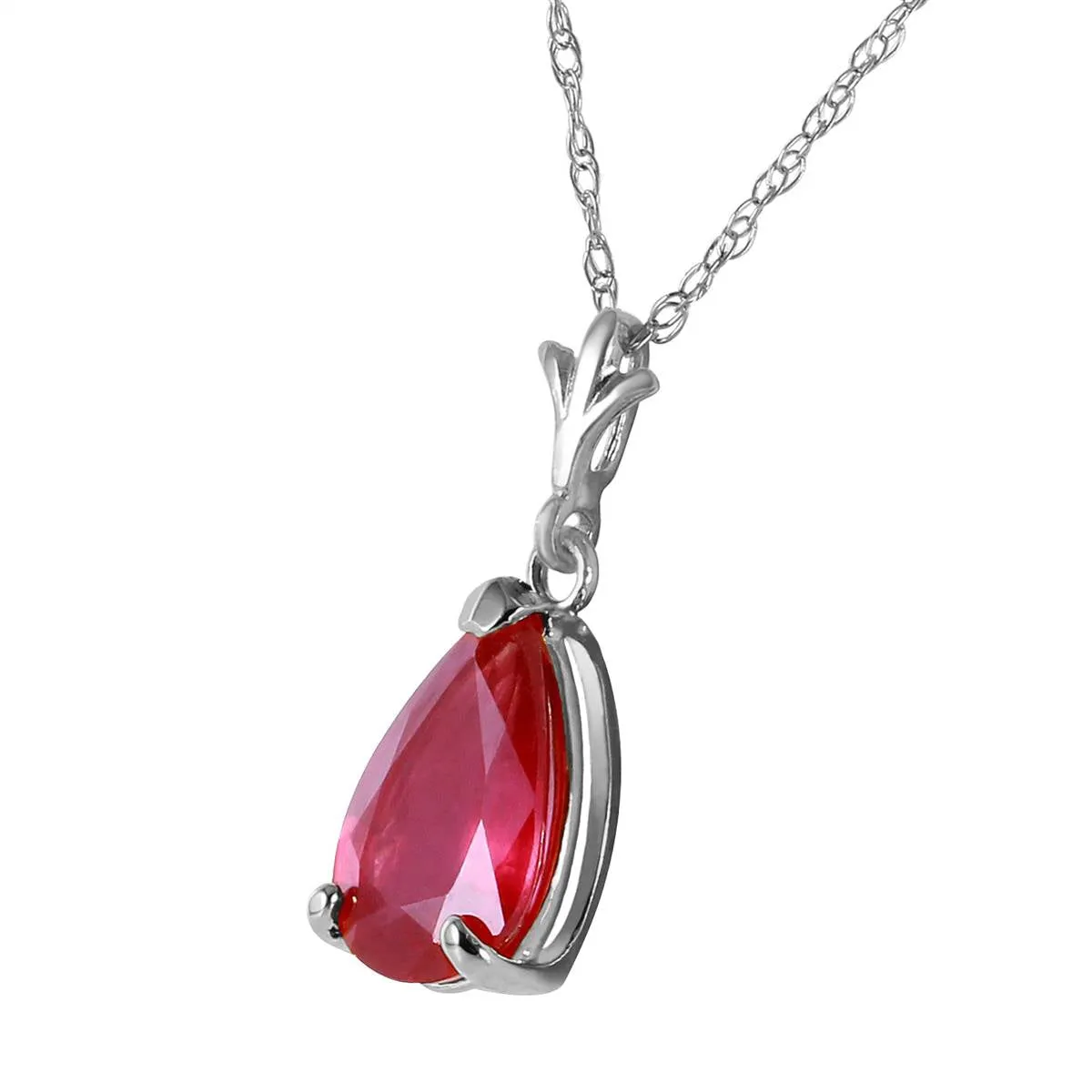 1.75 Carat 14K Solid White Gold Sense Passionately Ruby Necklace