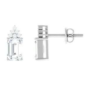 1.75 CT Octagon Cut Zircon Solitaire Stud Earrings with Accent