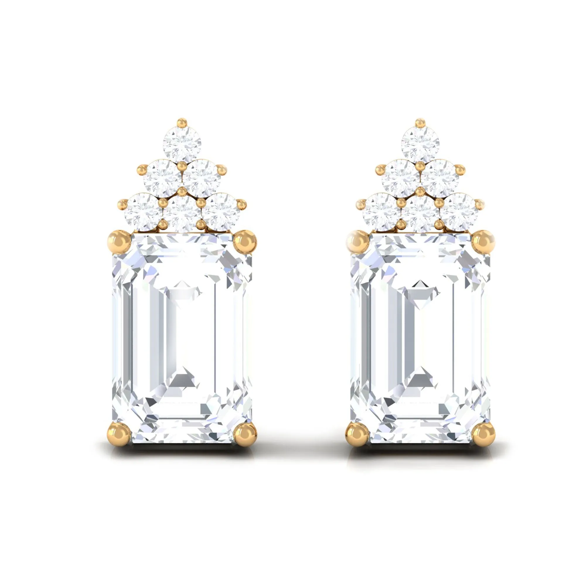 1.75 CT Octagon Cut Zircon Solitaire Stud Earrings with Accent
