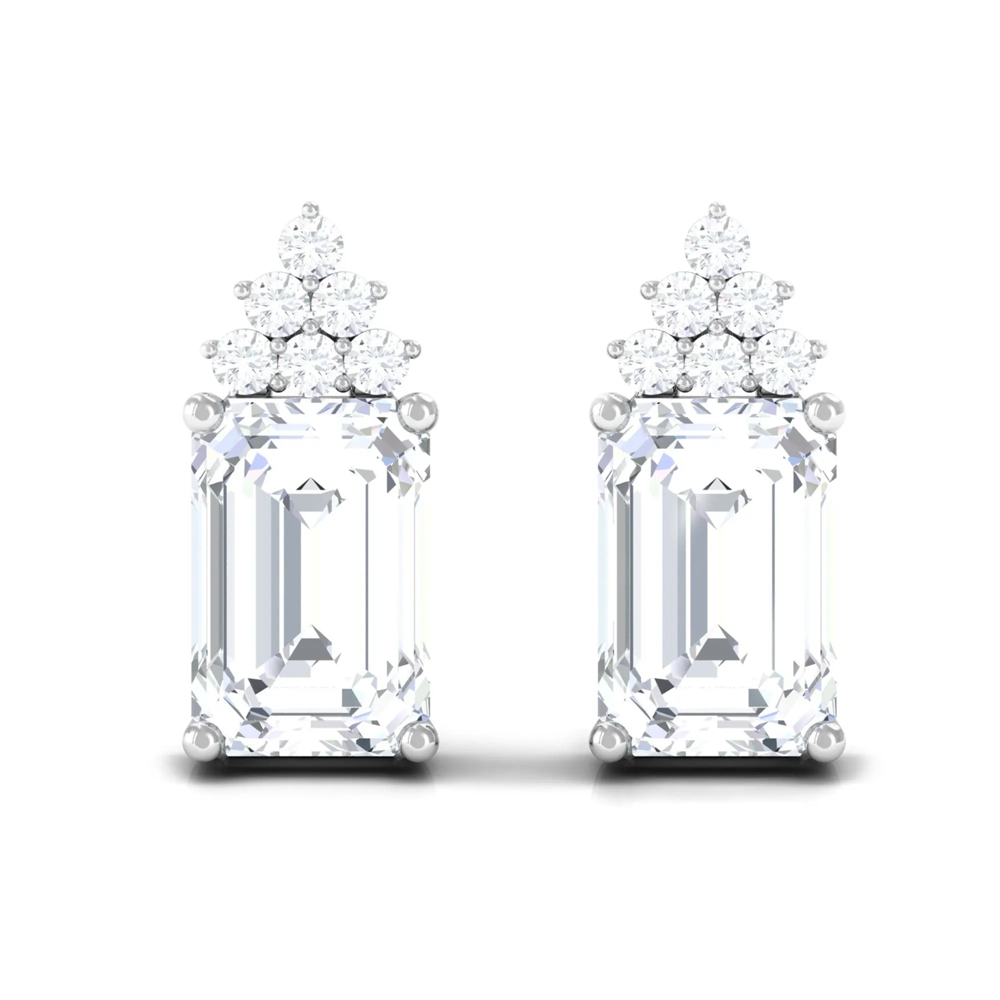 1.75 CT Octagon Cut Zircon Solitaire Stud Earrings with Accent