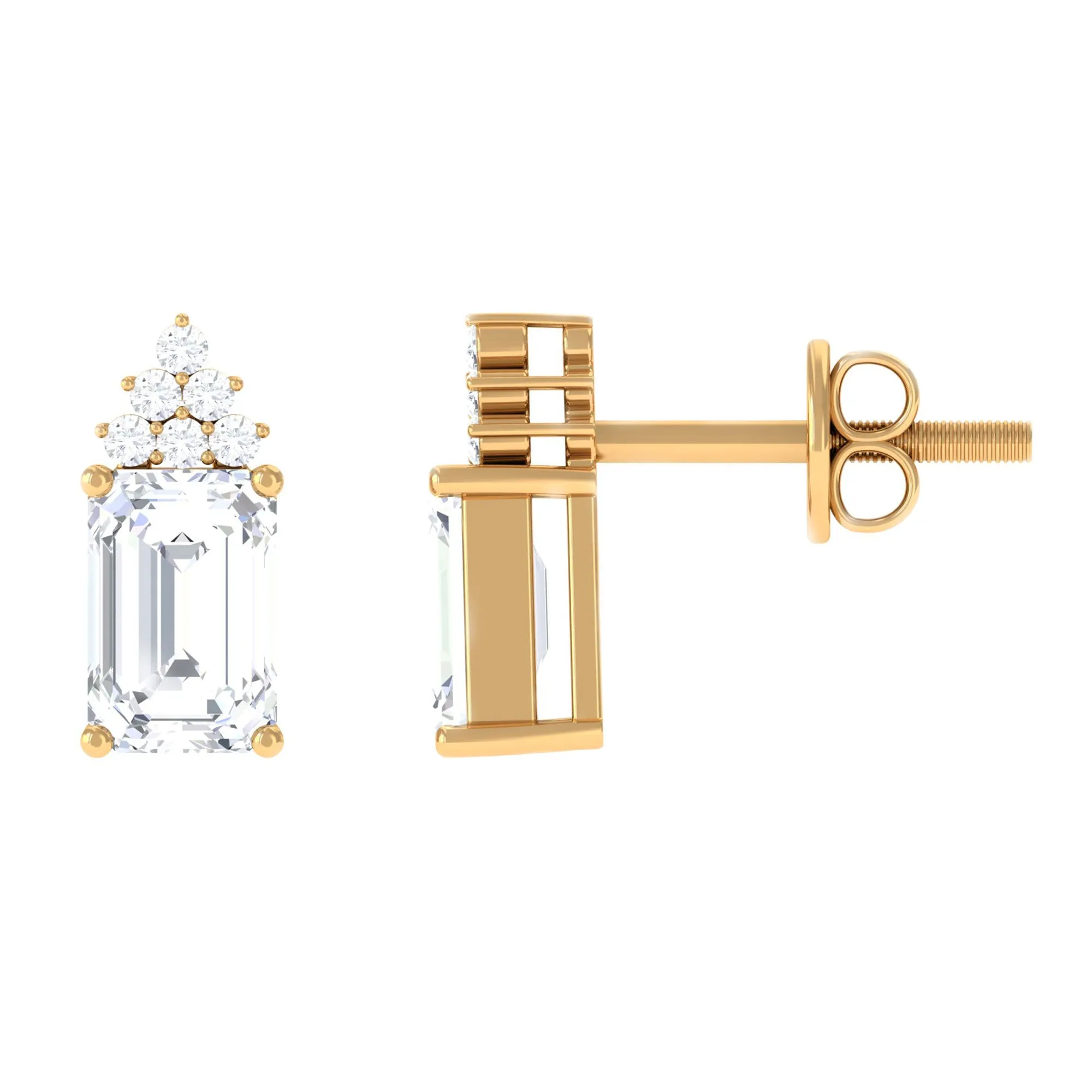 1.75 CT Octagon Cut Zircon Solitaire Stud Earrings with Accent
