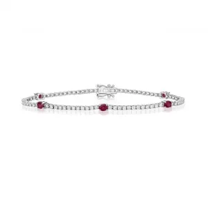 18ct White Gold Diamond And Ruby Bracelet BDQ202WR