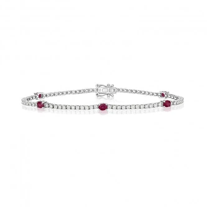 18ct White Gold Diamond And Ruby Bracelet BDQ202WR