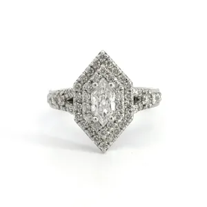 18CT White Gold Double Halo Diamond Ring
