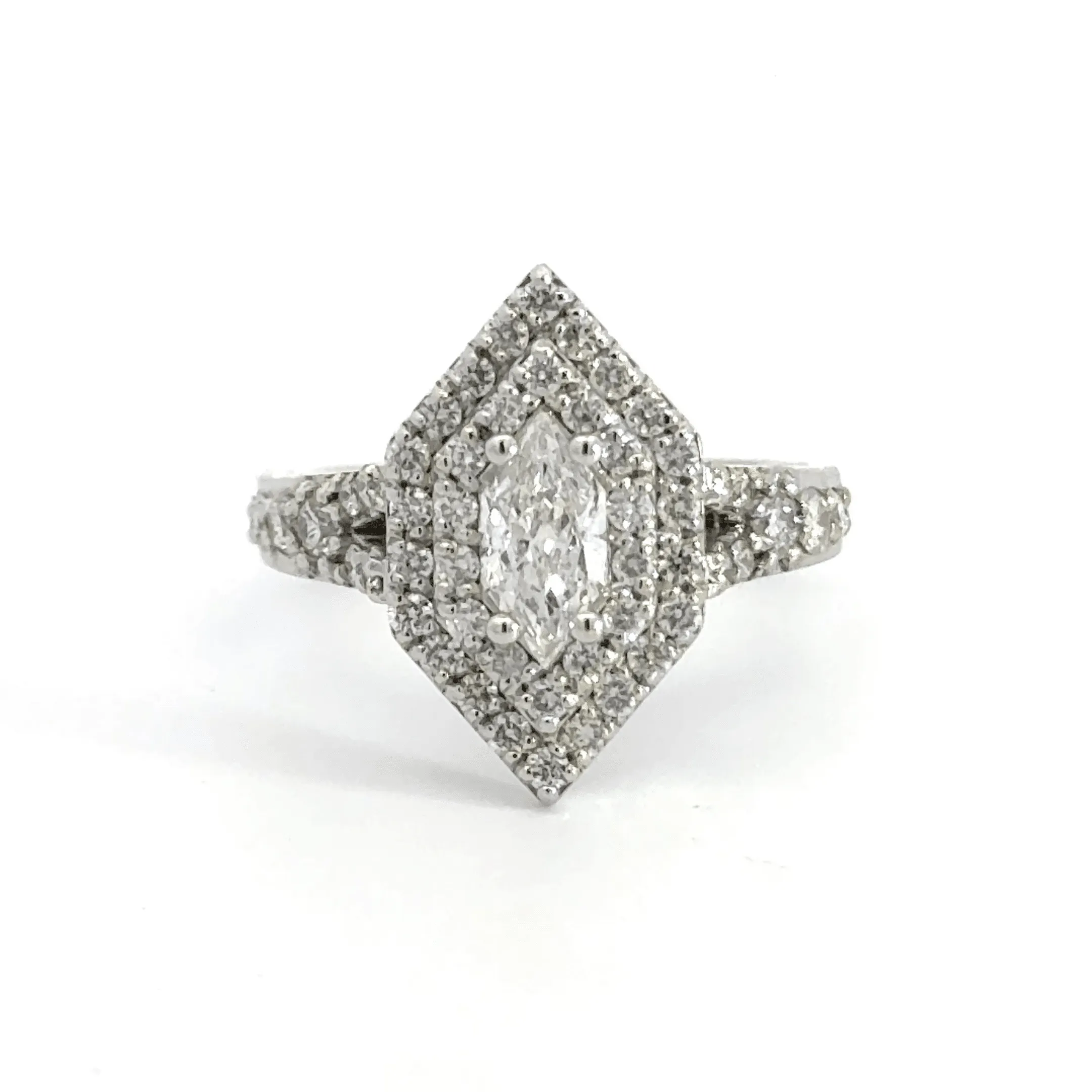 18CT White Gold Double Halo Diamond Ring
