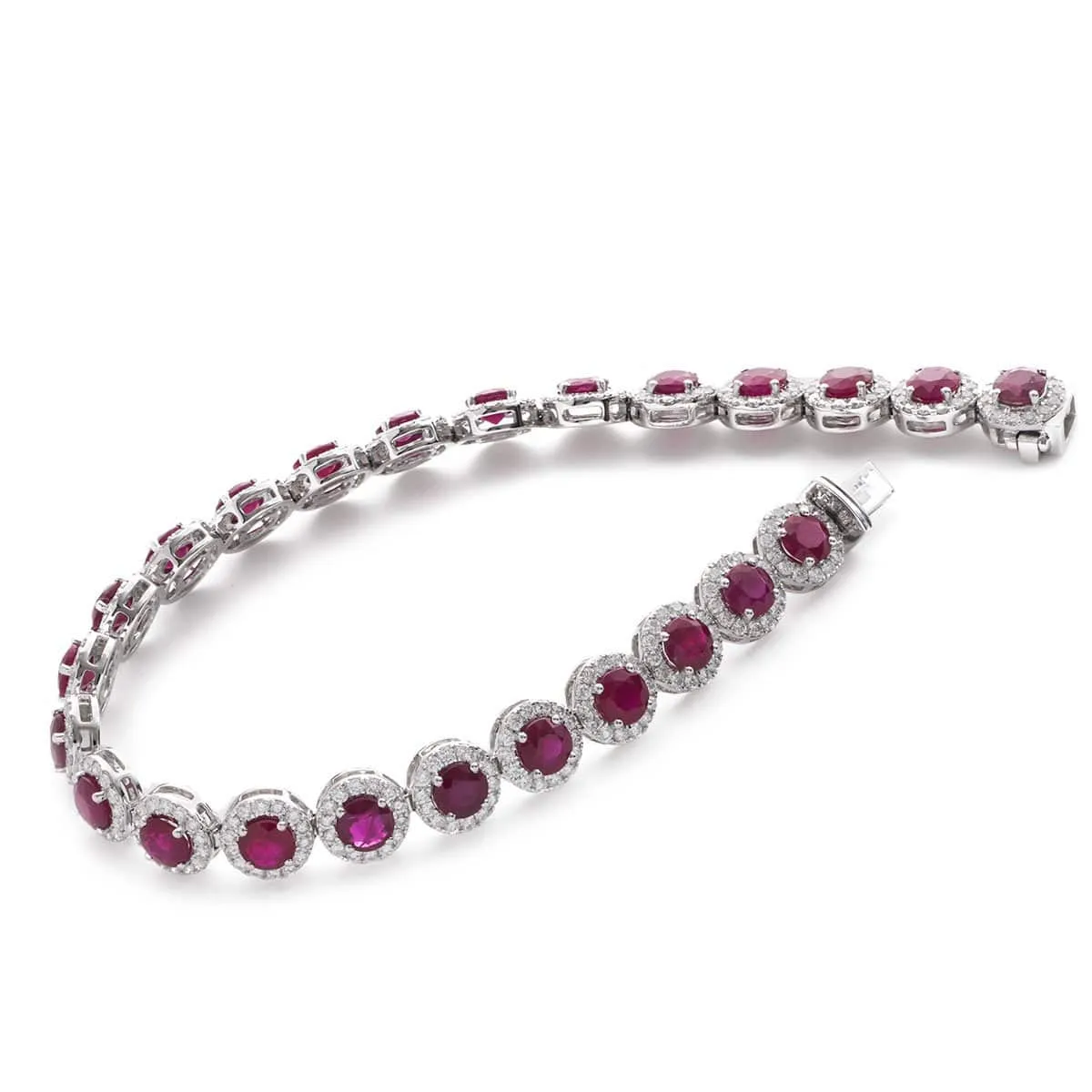 18ct White Gold Round Brilliant Ruby and Diamond Bracelet