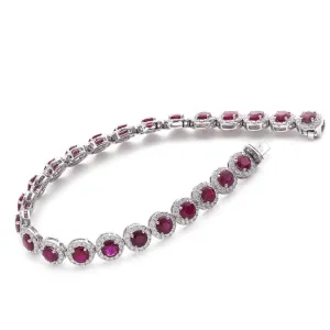 18ct White Gold Round Brilliant Ruby and Diamond Bracelet