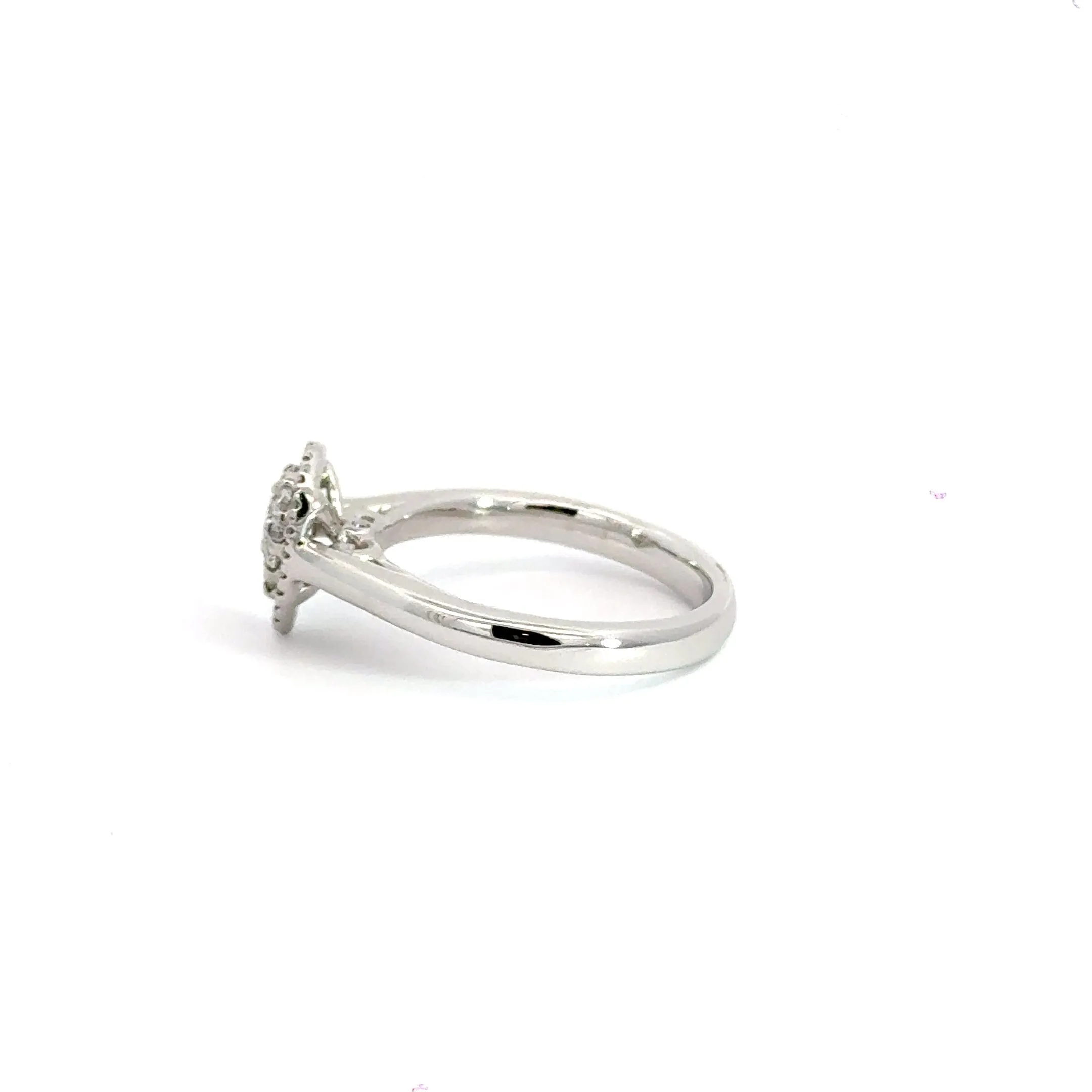 18CT White Gold Teardrop Cluster Halo Diamond Ring