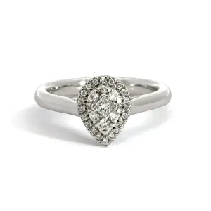 18CT White Gold Teardrop Cluster Halo Diamond Ring