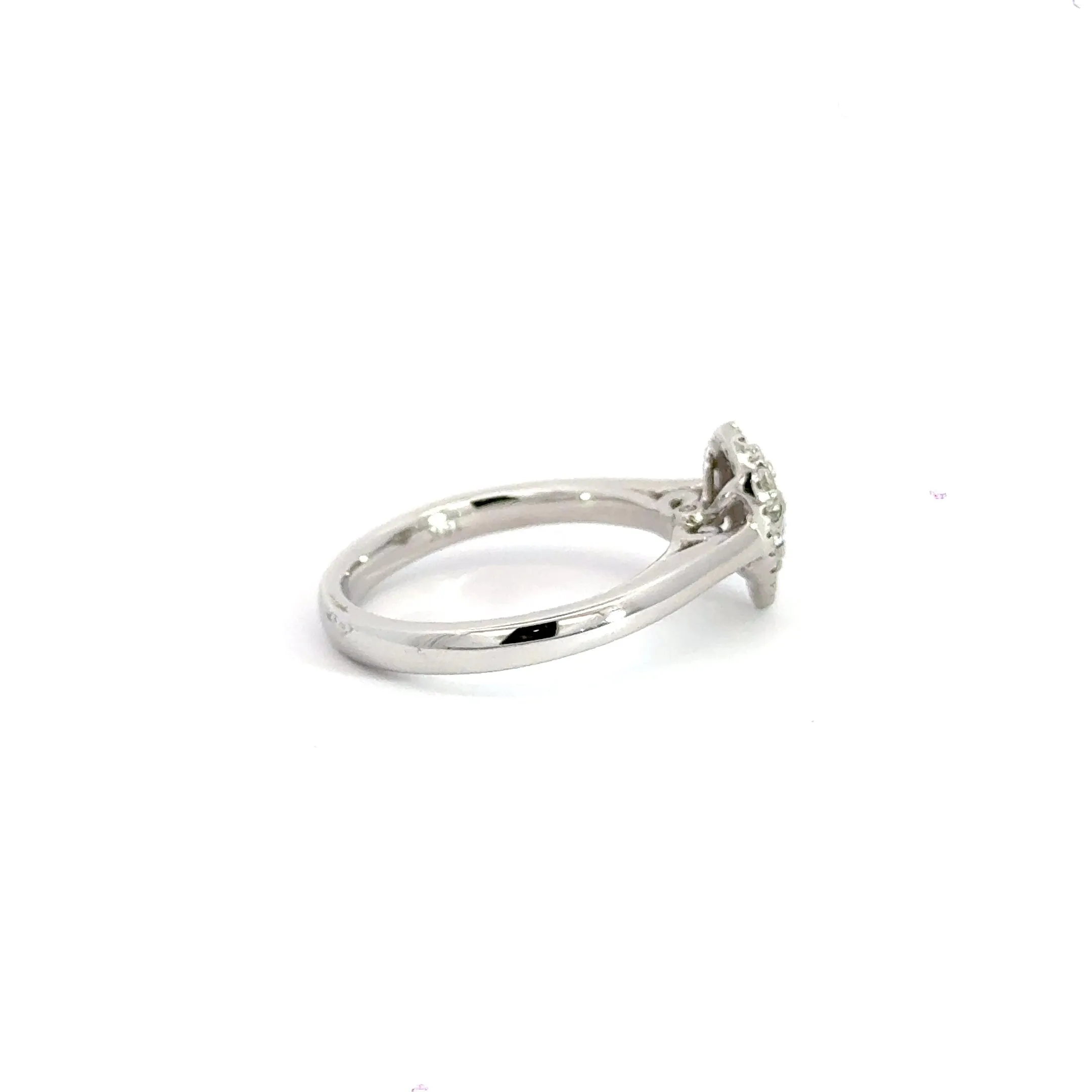 18CT White Gold Teardrop Cluster Halo Diamond Ring