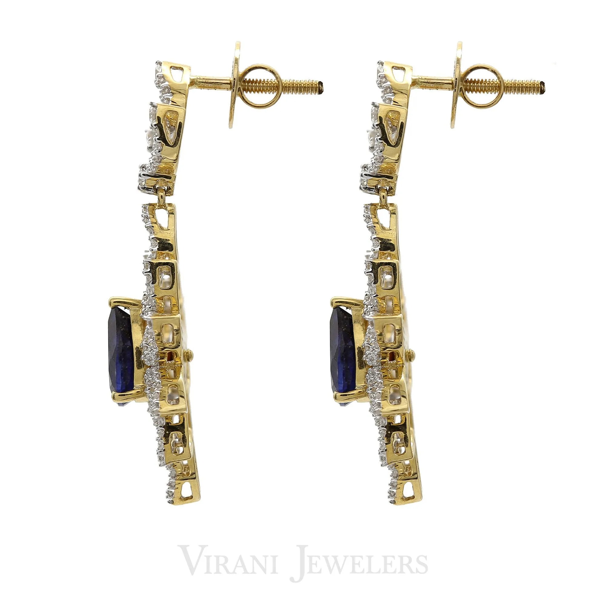 18k Gold Diamond Ruby Emerald Sapphire Necklace and Earrings Set