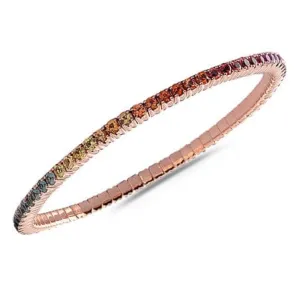 18K Gold Stretch Rainbow Sapphire Tennis Bracelet, 8.55-18 Carats
