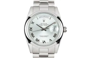2000 Rolex Platinum Day-Date 118206 Glacier Blue Dial with Box and Papers