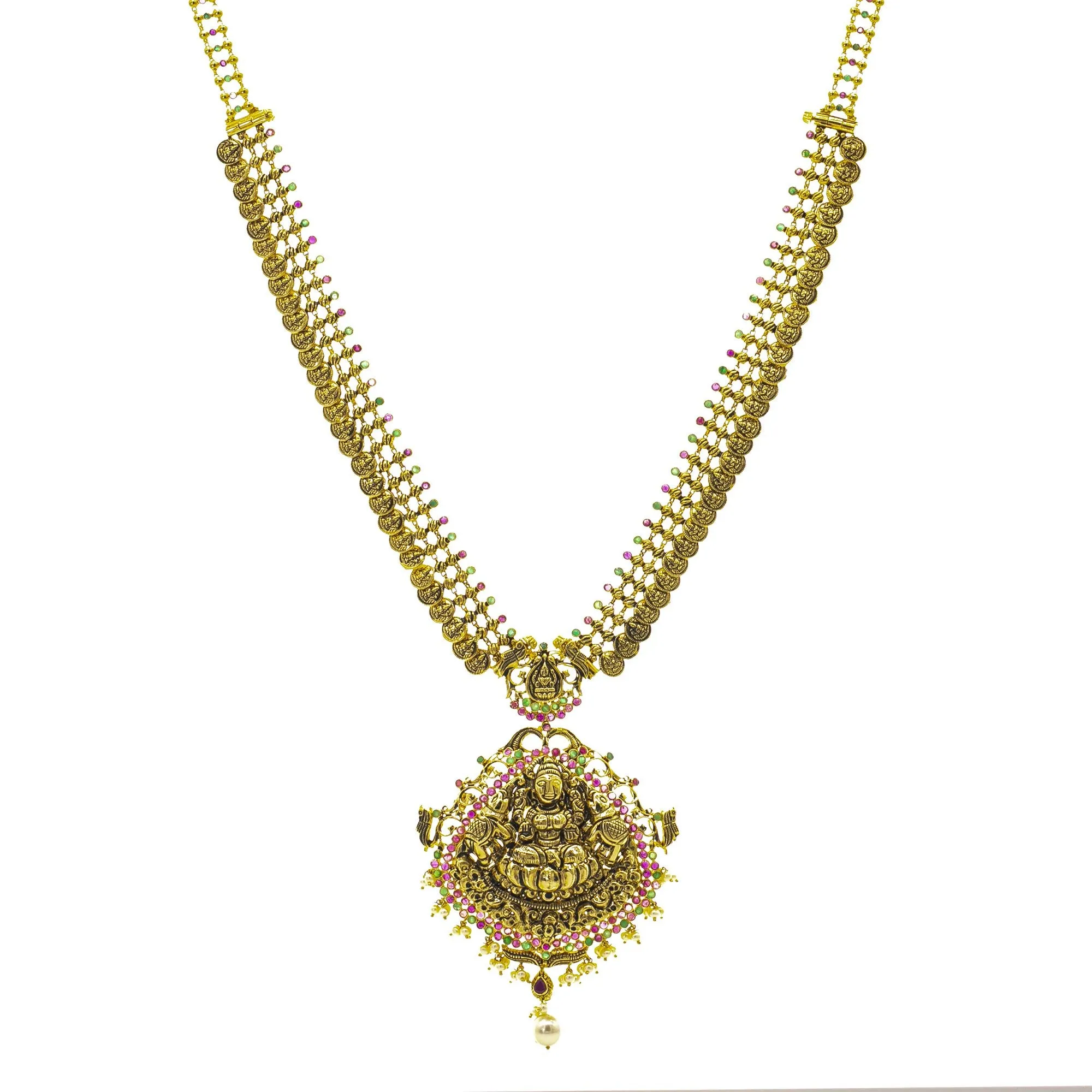 22K Gold Haathee Antique Laxmi Temple Set