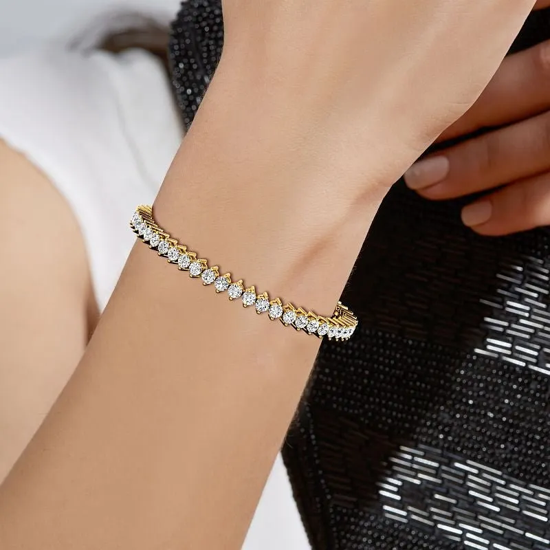 3.00-10.00 CT Round Cut Lab Grown Diamonds - Tennis Bracelet