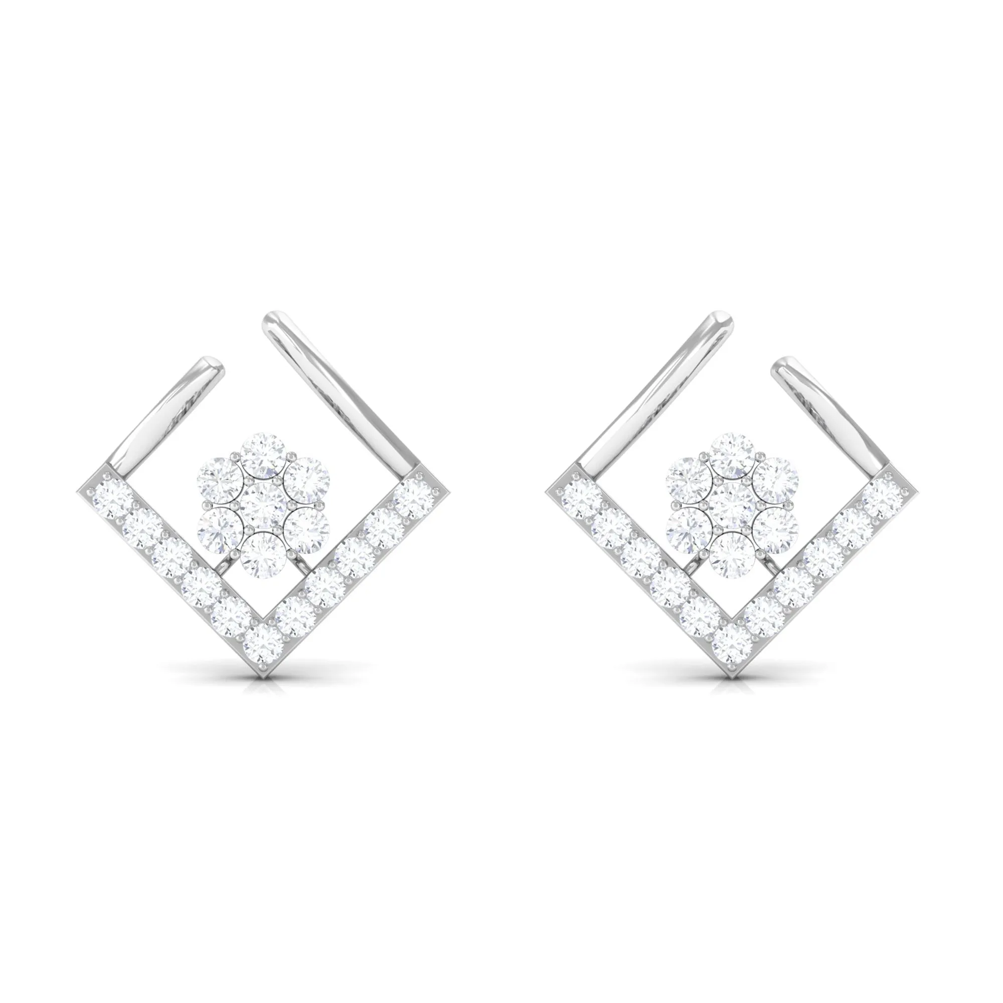 3/4 CT Cubic Zirconia Open Rhombus Stud Earrings