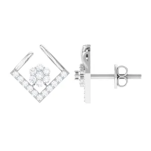 3/4 CT Cubic Zirconia Open Rhombus Stud Earrings