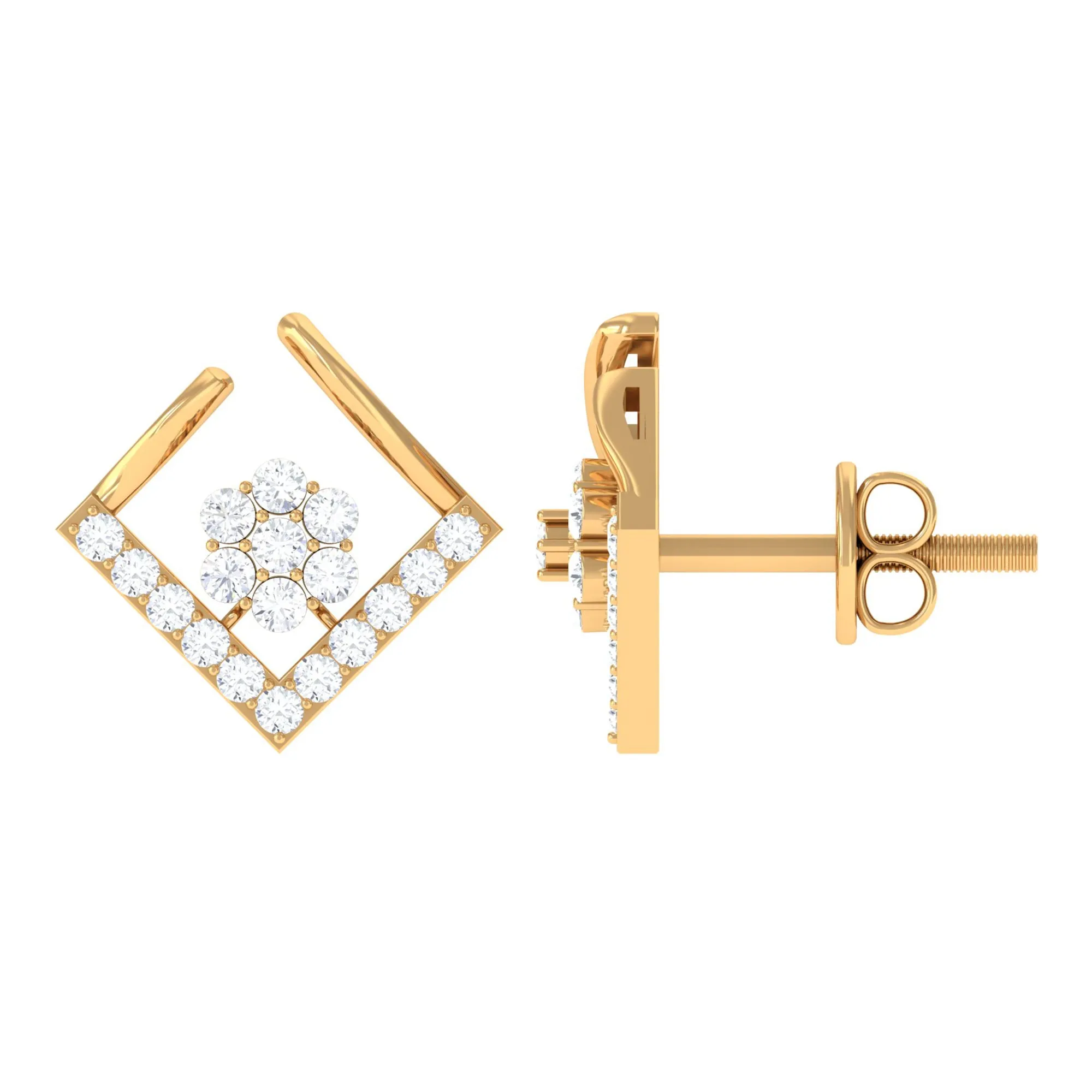3/4 CT Cubic Zirconia Open Rhombus Stud Earrings