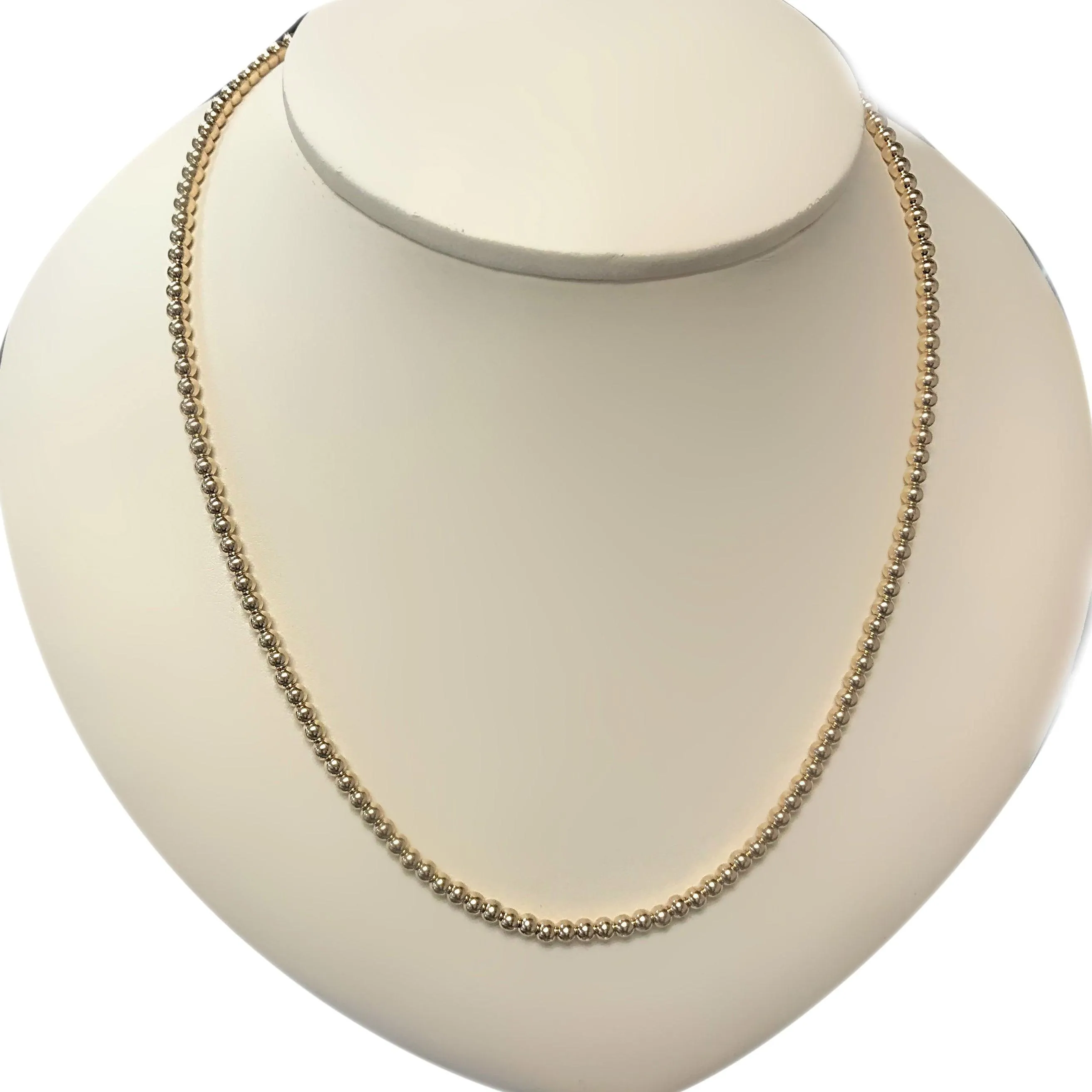 3mm Ball Chain Beaded Collar Necklace 14K Yellow Gold